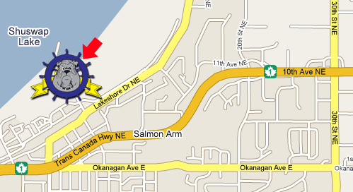 Map to Sea-Dog Rentals in Salmon Arm, BC